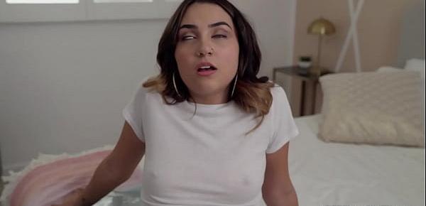  Pierced latina teen stepsister Callie Jacobs seducing her big cocked stepbro